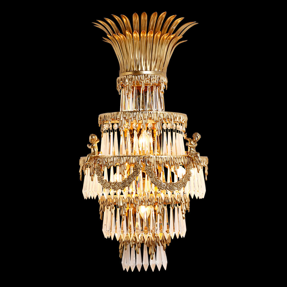 4 Lights Brass and Crystal Wall Sconce XS9029