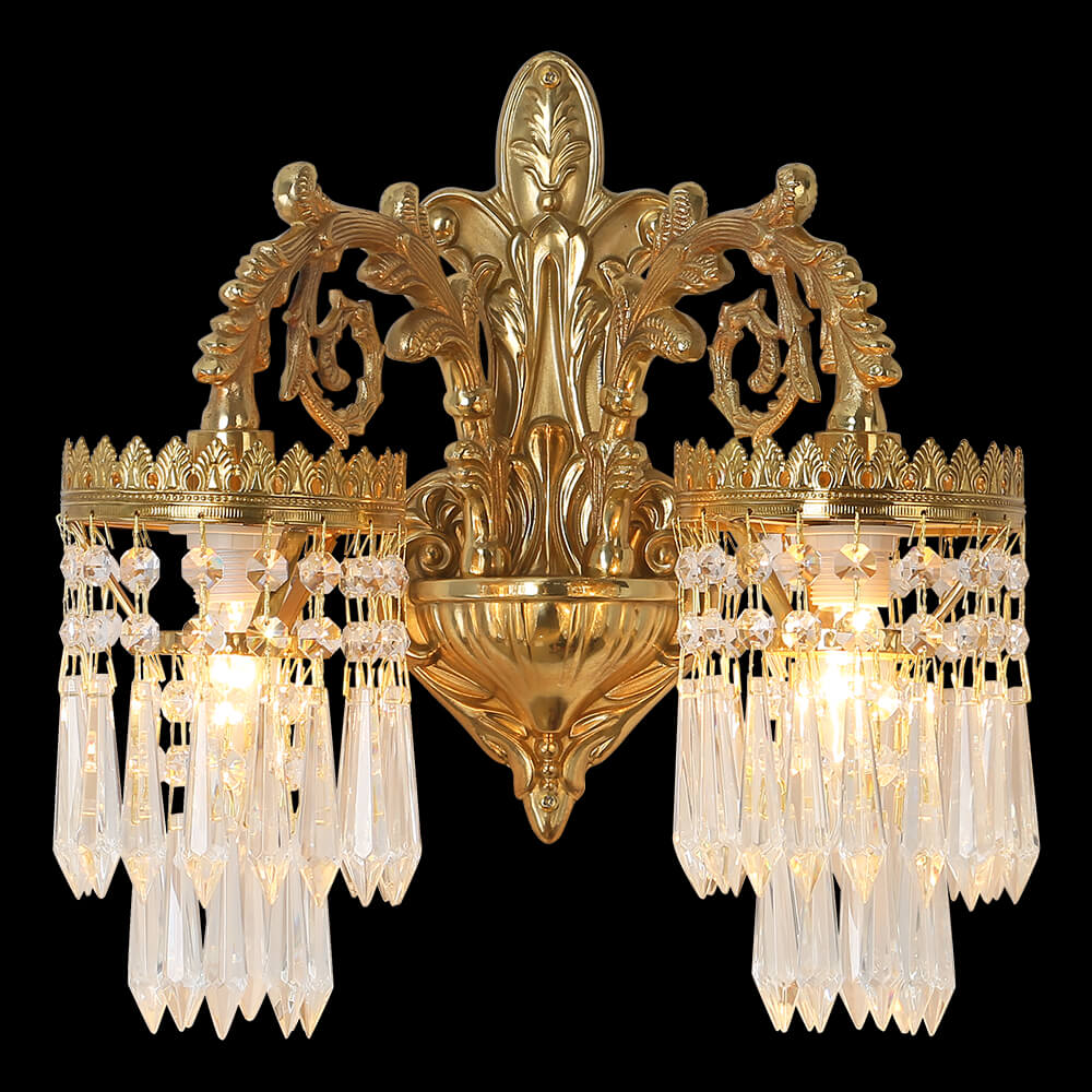 2 Lights Brass and Crystal Wall Sconce XS9053-2