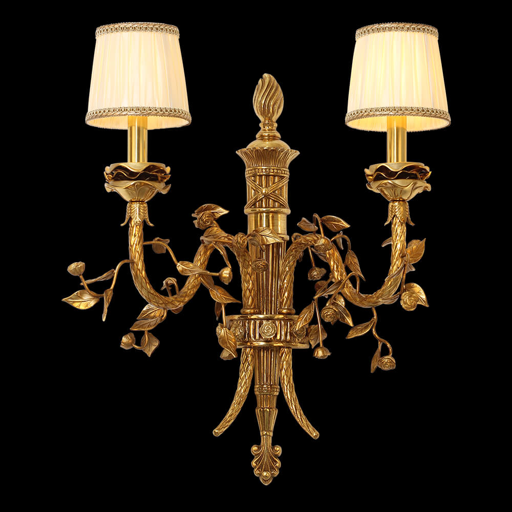 2 světla Starožitná francouzská zlatá měděná nástěnná lampa XSB013-2
