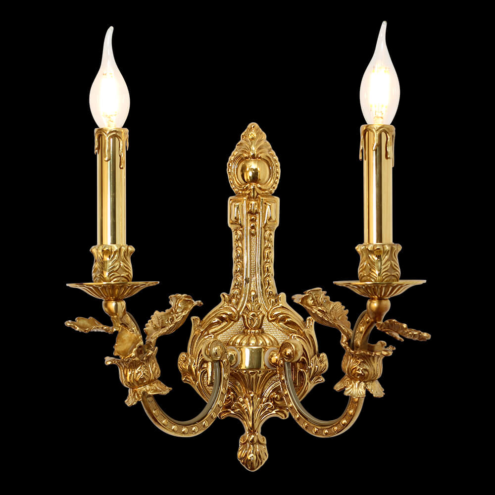 2 Lampu Lampu Dinding Tembaga Emas Perancis Antik XSB073B