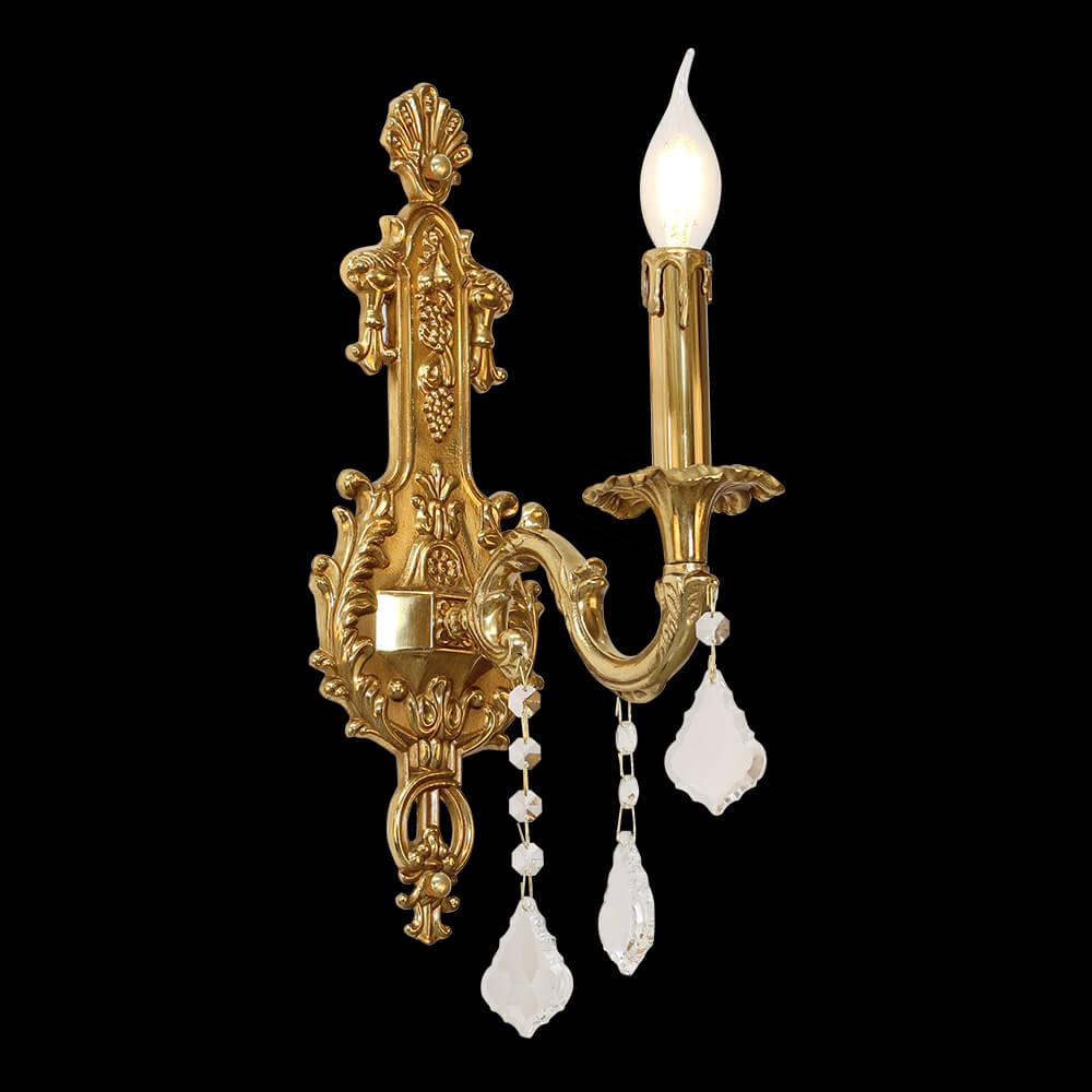 1 Light Antique Brass and Crystal Wall Lamp XSRB-3147-1