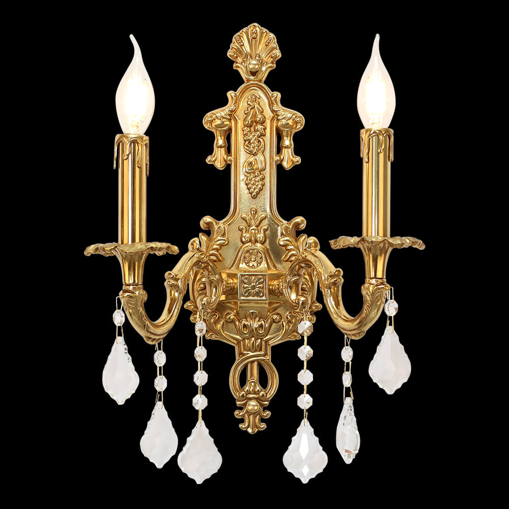 2 Lights Antique Brass le Crystal Wall Lamp XSRB-3147-2
