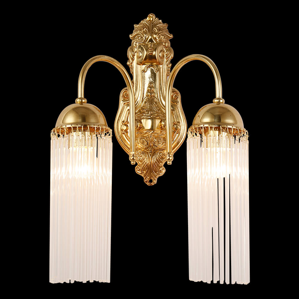 2 Lights Brass and Glass Wall Sconce XSRB-3152-2