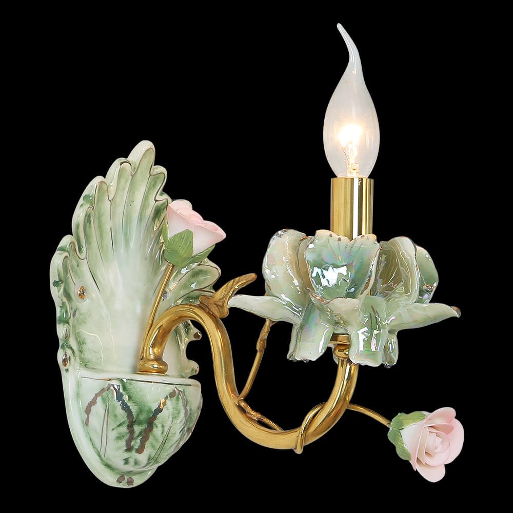 1 Kahayag nga Brass ug Porcelain Wall Lamp XSRB-3153-1