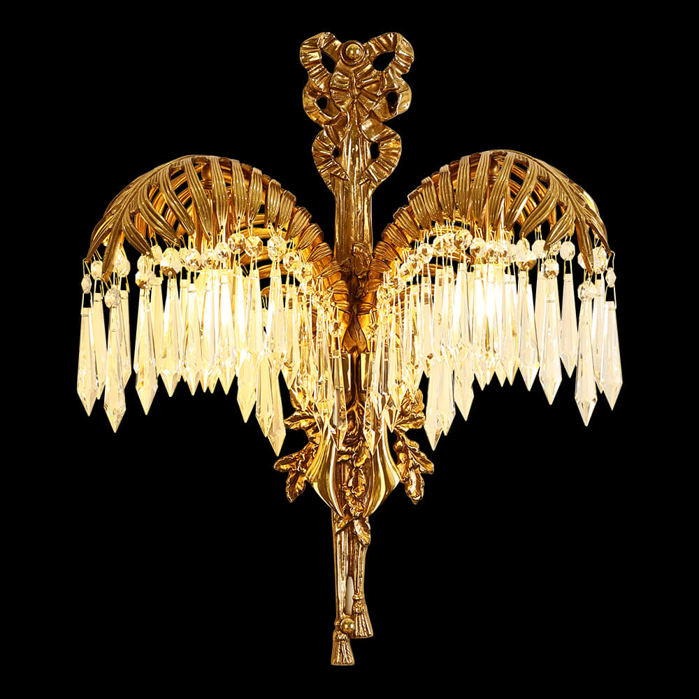 2 Lights Brass and Crystal Wall Sconce XSRB-3154