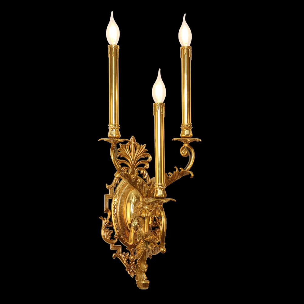 3 Lights French Vintage Brass Wall Sconce XSRB-3166