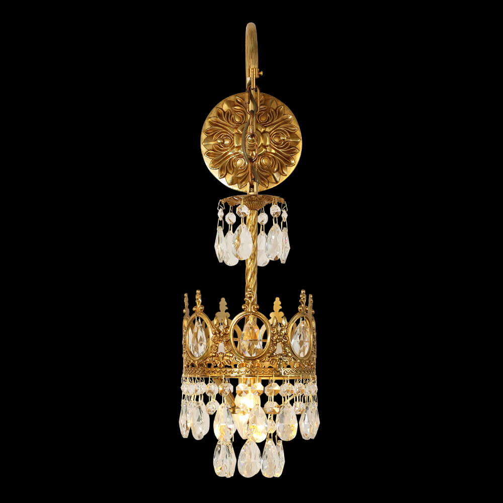 1 Lux Gallica Brass Crystal Wall Sconce XSRB-3175