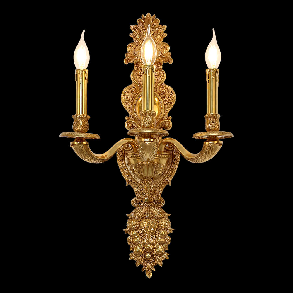 3 Lights French Vintage Brass Wall Sconce XSRB-3182-3