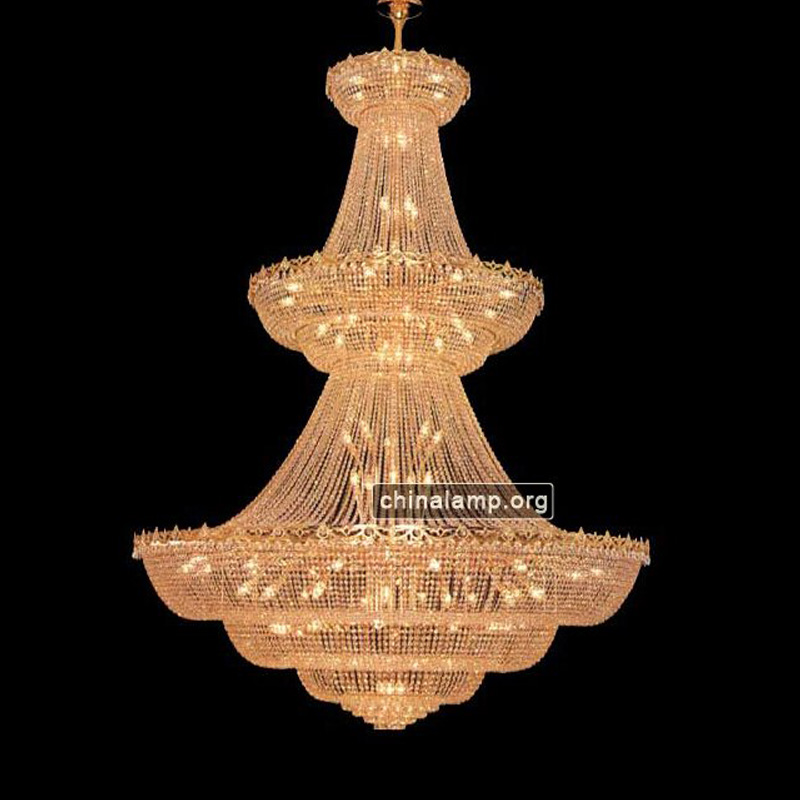 Großer goldener Kronleuchter, riesige Kristallbeleuchtung für die Hotellobby ald-dd-1104