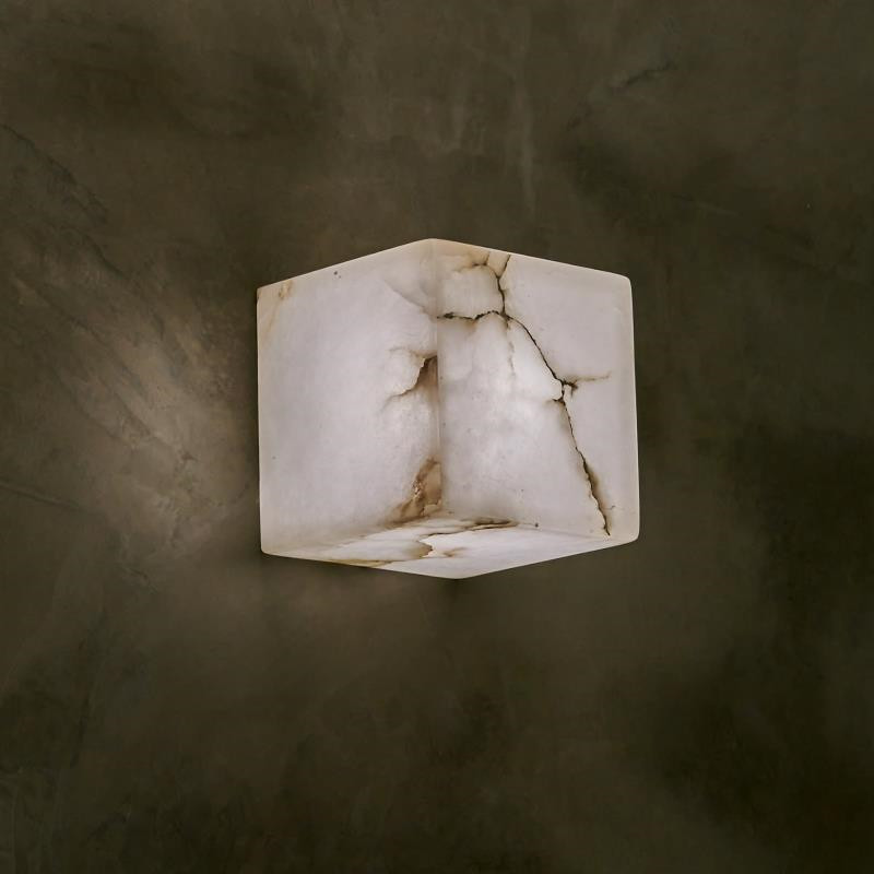 Cube Modern Alabaster Wall Sconce