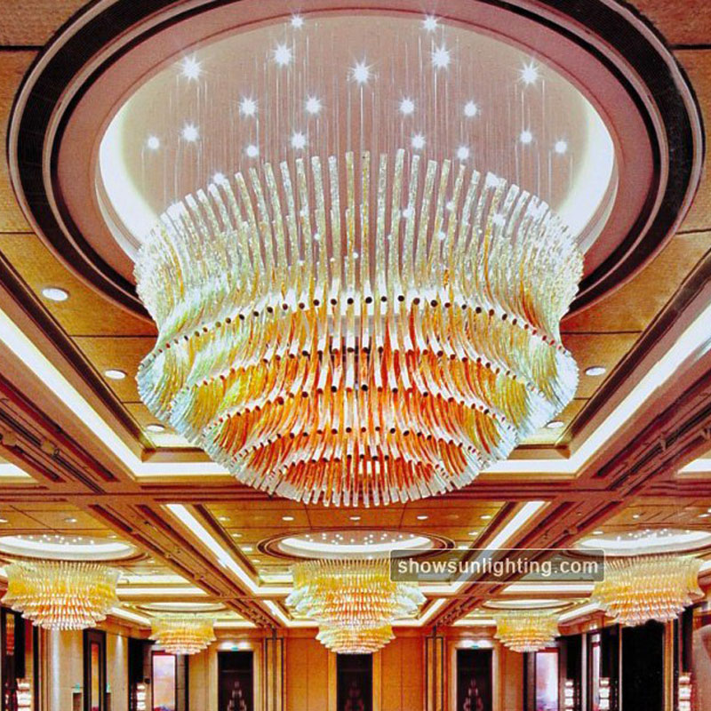 Grande lustre de teto redondo moderno para salão de banquetes