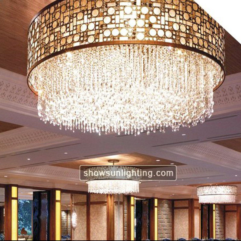 Modern Round Semi-Flush Mounted Chandelier Big Banquet Hall Lighting
