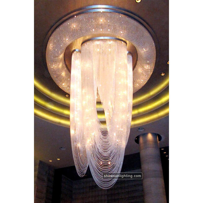 Lustre extra large personnalisé en cristal surdimensionné pour hall d'hôtel