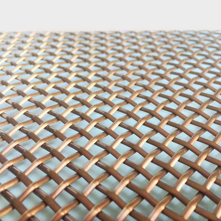 2020 wholesale price Mesh Ceiling Panels - XY-1593G Copper Color Half-round Wire Mesh – Shuolong detail pictures