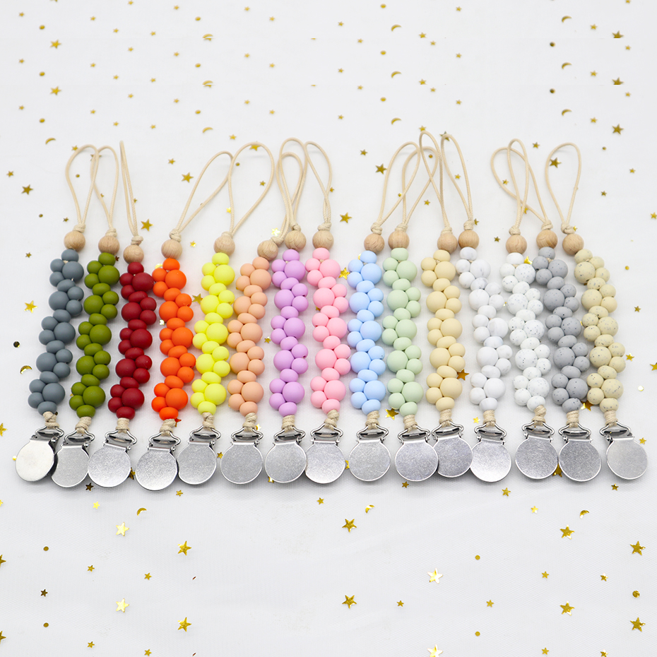 Pacifier Clip teething Silicone Beads Colorful | Melikey Featured Image