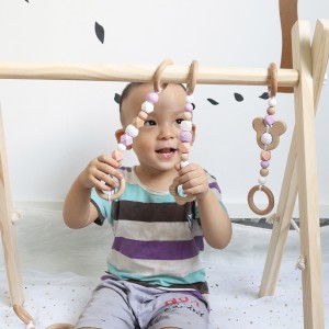 Baby Play Activity Gym သဘာဝ Beech Wooden Educational |Melikey