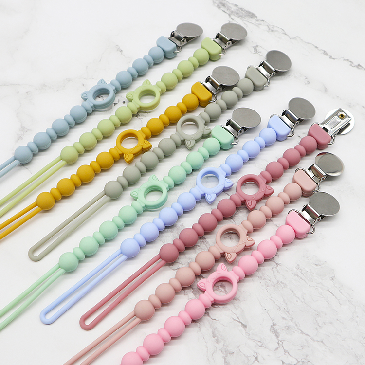 New Fashion Design for Baby Dishware - 2020 China New Design China Custom Logo Teething Dummy Clip Silicone Baby Pacifier Clip – Melikey