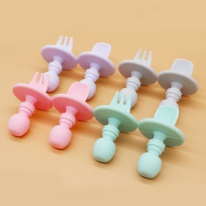 Silicone Baby Feeding Spoon And Fork Set  BPA Free Soft l Melikey