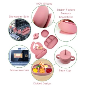 Set për ushqim silikoni për fëmijë Fabrika China l Melikey