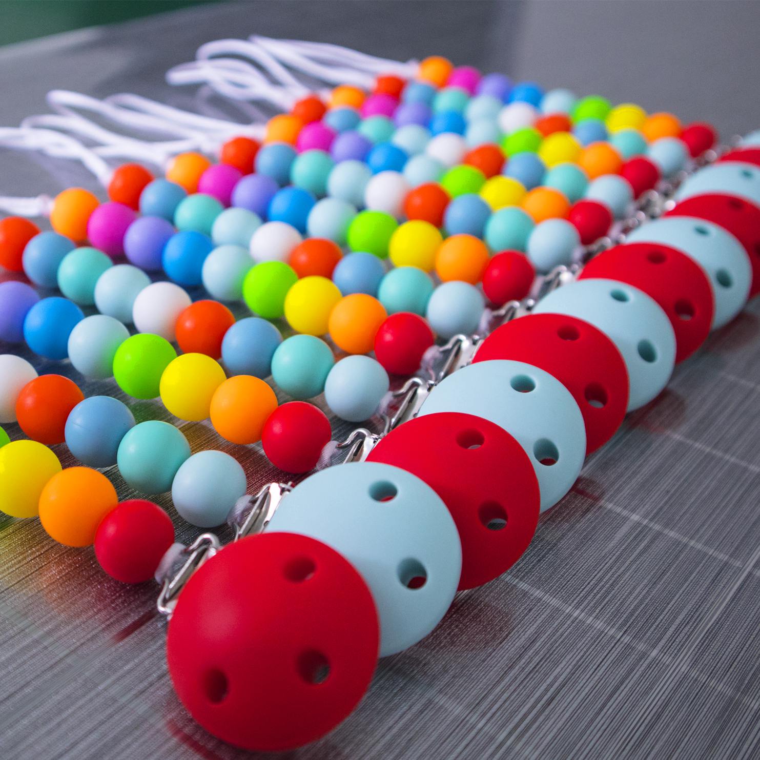 China New Product Rubber Straws - Pacifier Clip teething Silicone Beads Colorful | Melikey – Melikey