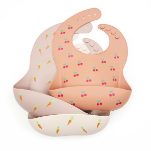 Big discounting China Convenient Unique Print Waterproof Silicone Baby Feeding Bibs