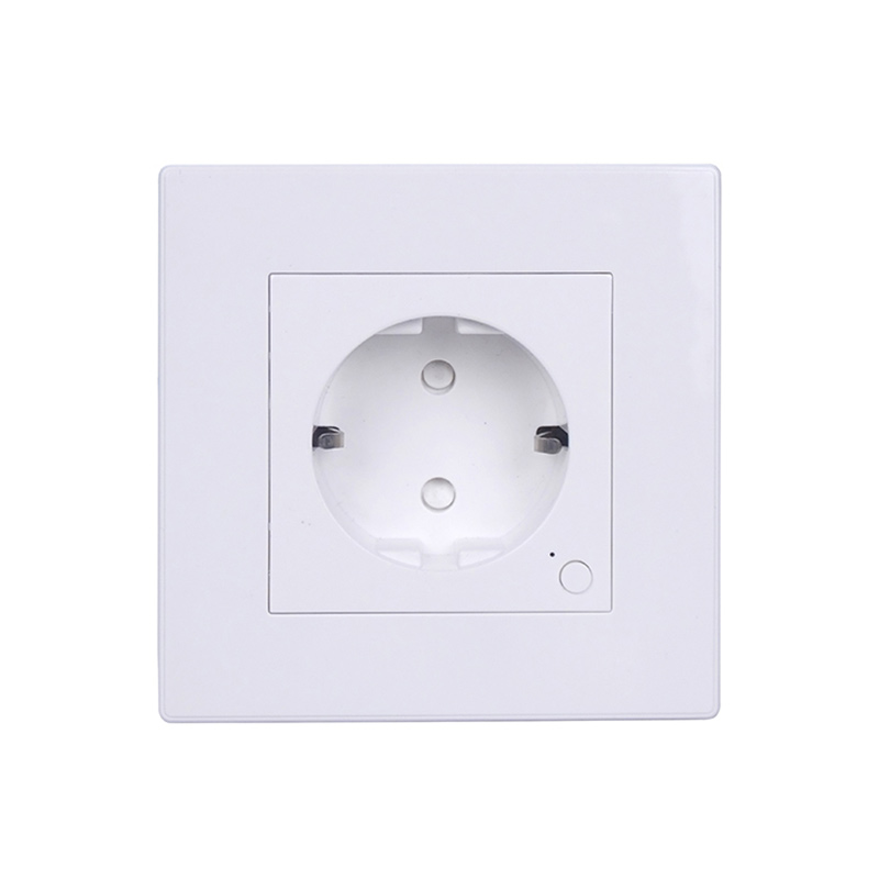 smart flush wall outlet EU plug with PC plastic panel- Front