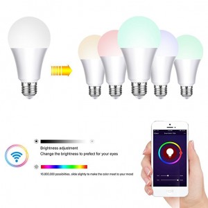 IOS Certificate Wholesale Cutom WiFi Alexa RGB LED Bulb Lamp Dimmable A60 7W Music LED Bulb Smart LED Bulbs