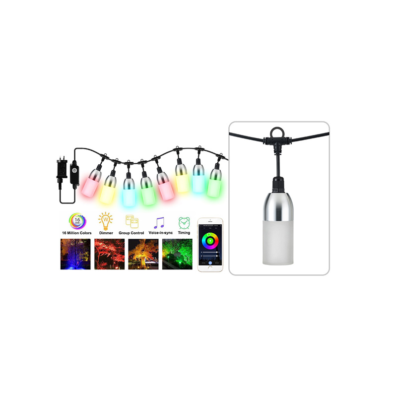 Outdoor wholesale Wifi Rgbic String Light Waterproof IP65 for Patio, 10 RGB Dimmable Bulbs Featured Image