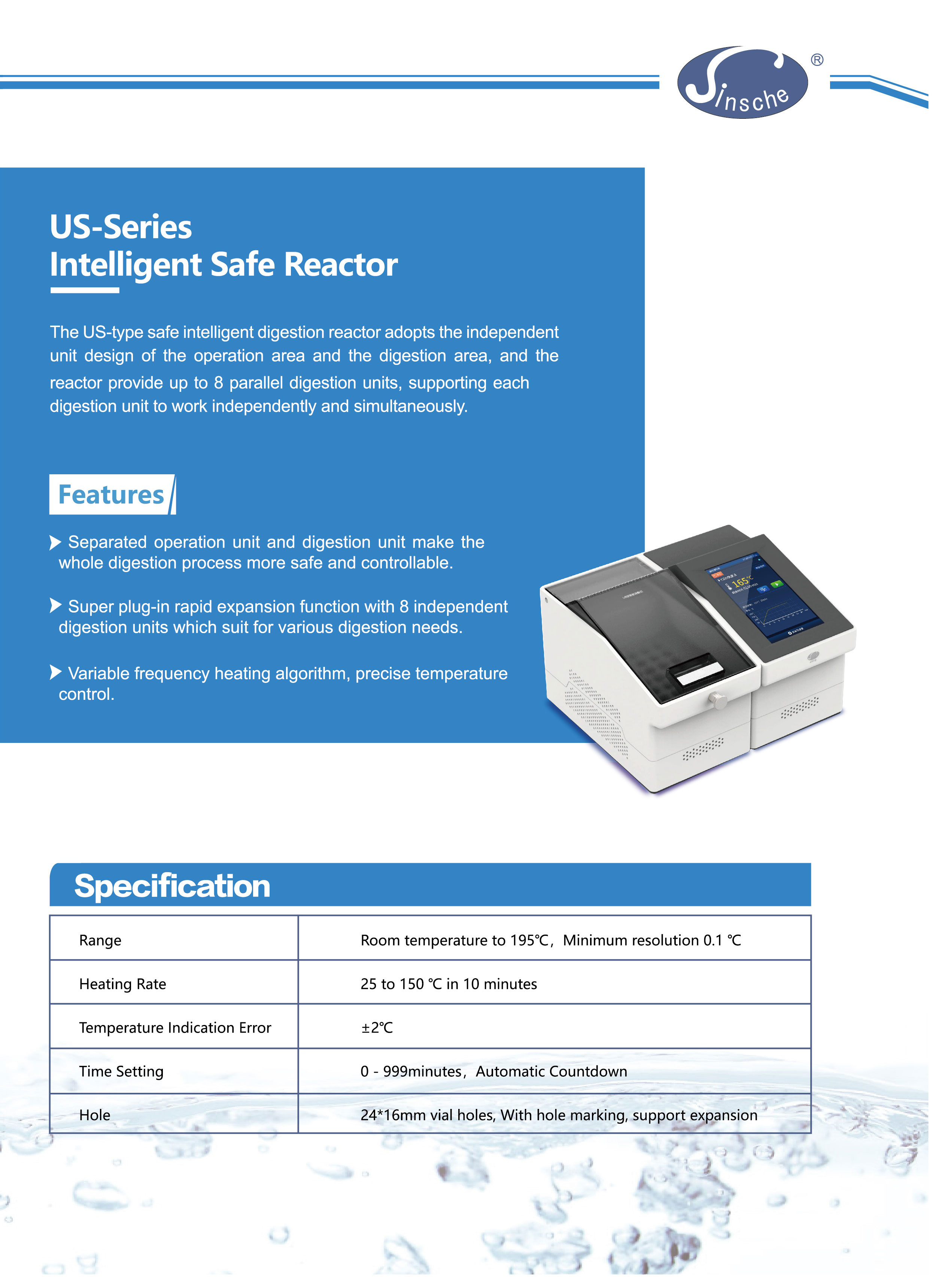 Sinsche’s new products : US-Series Intelligent Safe Reactor open a new safe era for digestion.