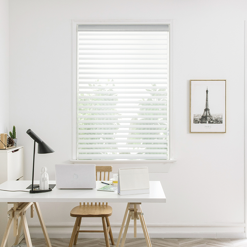 Hot saleMotorized Window Curtain- Manufacturer Customized Size light filtering Triple Layers Shangri-La Roller Zebra Blinds for Home Decor – Sisheng detail pictures