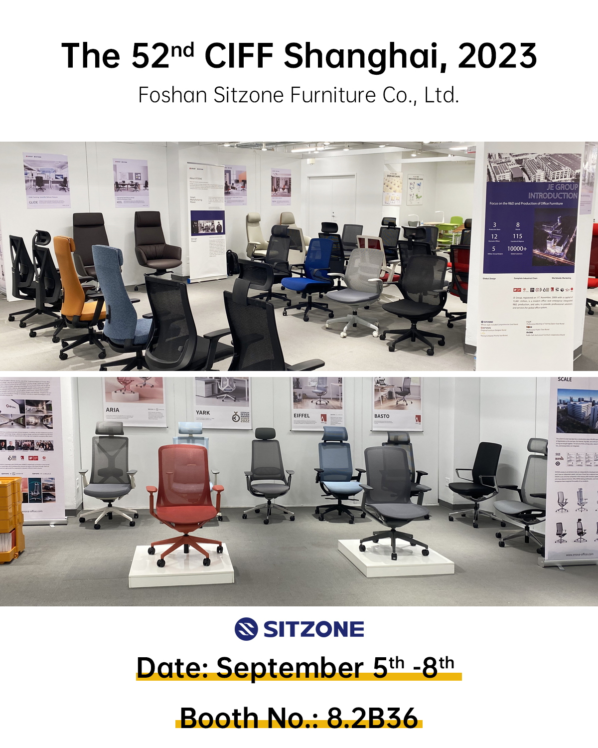 Izmēģiniet mūsu jaunos un augstas kvalitātes krēslus izstādē CIFF Shanghai 2023!