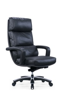 CH-350A |Boss-stol i svart läder