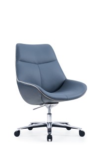 CH-349A |အလယ်နောက်ကျော Leather Swivel Chair