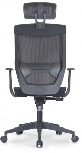 HY-518A |Čierna sieťovinová pohodlná stolička pre návštevy v domácej kancelárii