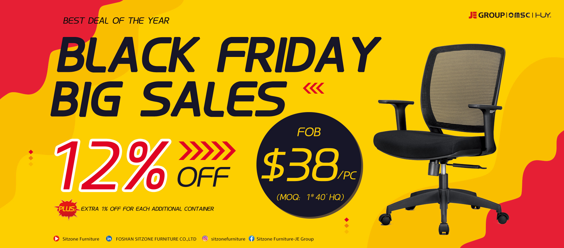 HY-528 silla de malla viernes negro gran venta