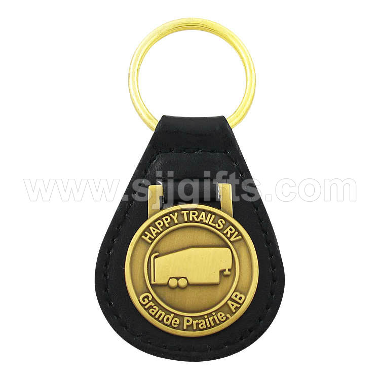 China Supplier Custom Pin Badge - Leather Key Fobs with Metal Emblems – Sjj
