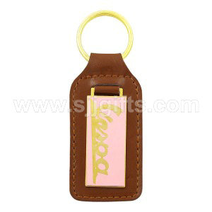 Leather Key Fobs with Metal Emblems