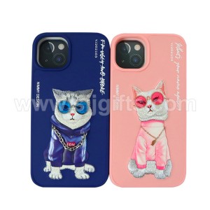 Fancy Embroidered Mobile Phone Cases With Metal Charms