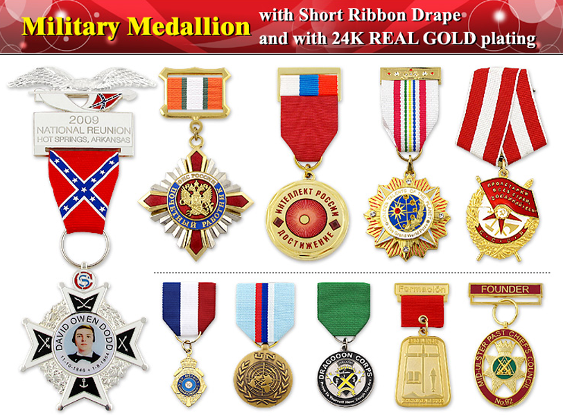 Military Medal With Ribbon Drape