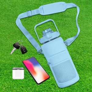 Gym Half Gallon Sublimation Water Bottle With Carry Sleeve Phone Holder And Strap