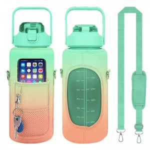 Մարզասրահ Half Gallon Sublimation Water Bottle With Carry Sleeve Հեռախոսի բռնակով և ժապավենով