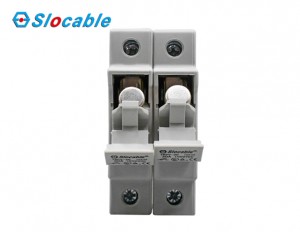 Slocable 2 Pole Din Rail Mount Cartridge Fuse Holder for Solar PV System