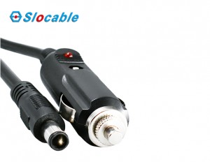 12V Male Car Cigarette Lighter Socket Plug Connector to 5.5×2.1mm DC Power Cable
