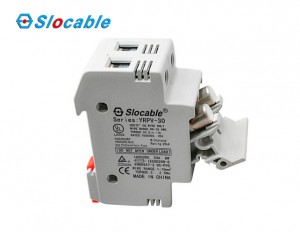 Slocable 2 Pole Din Rail Mount Cartridge Fuse Holder ho an'ny Solar PV System