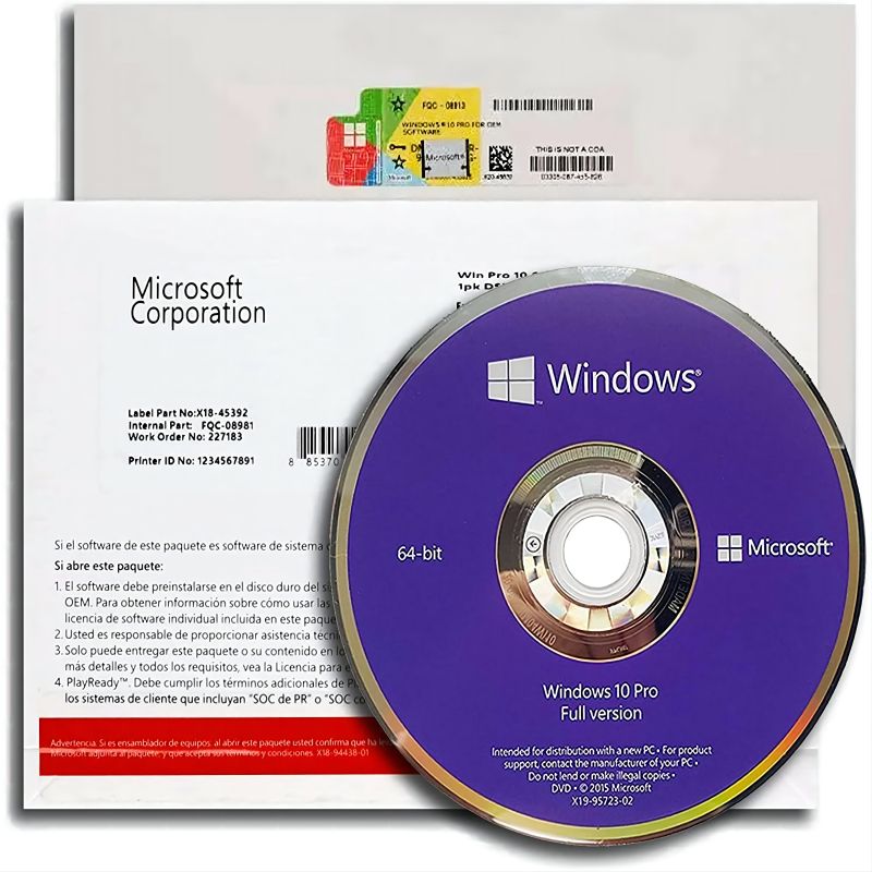 Microsoft Windows 10 Pro 64bit Edition OEM DVD Package Featured Image