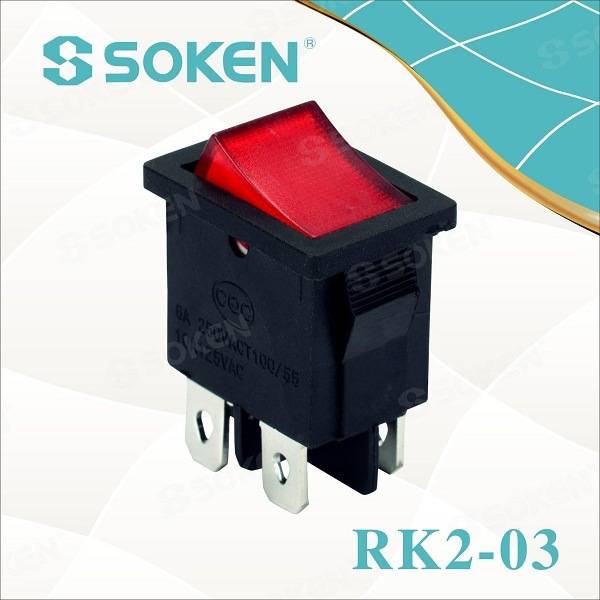 China Factory for Lighted Rocker Switch 12v -
 Rk2-03 Dpst Kema Keur Lighting Rocker Switch T85 10A 250VAC – Master Soken Electrical