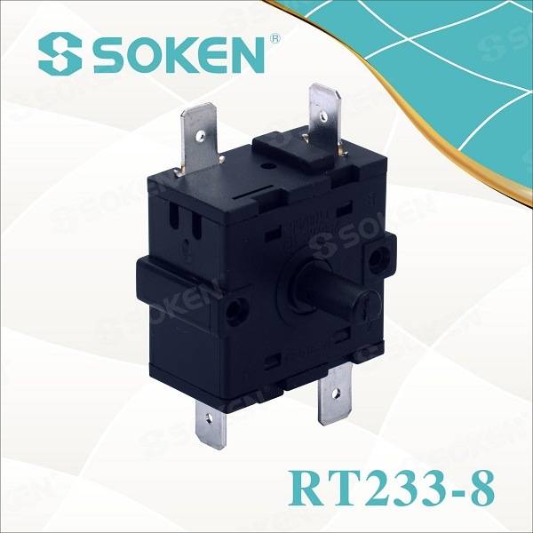 OEM Factory for Kcd11 Rocker Switch -
 Soken 3 Way Change Over Rotary Switch 250V 5e4 Rt233-8 – Master Soken Electrical