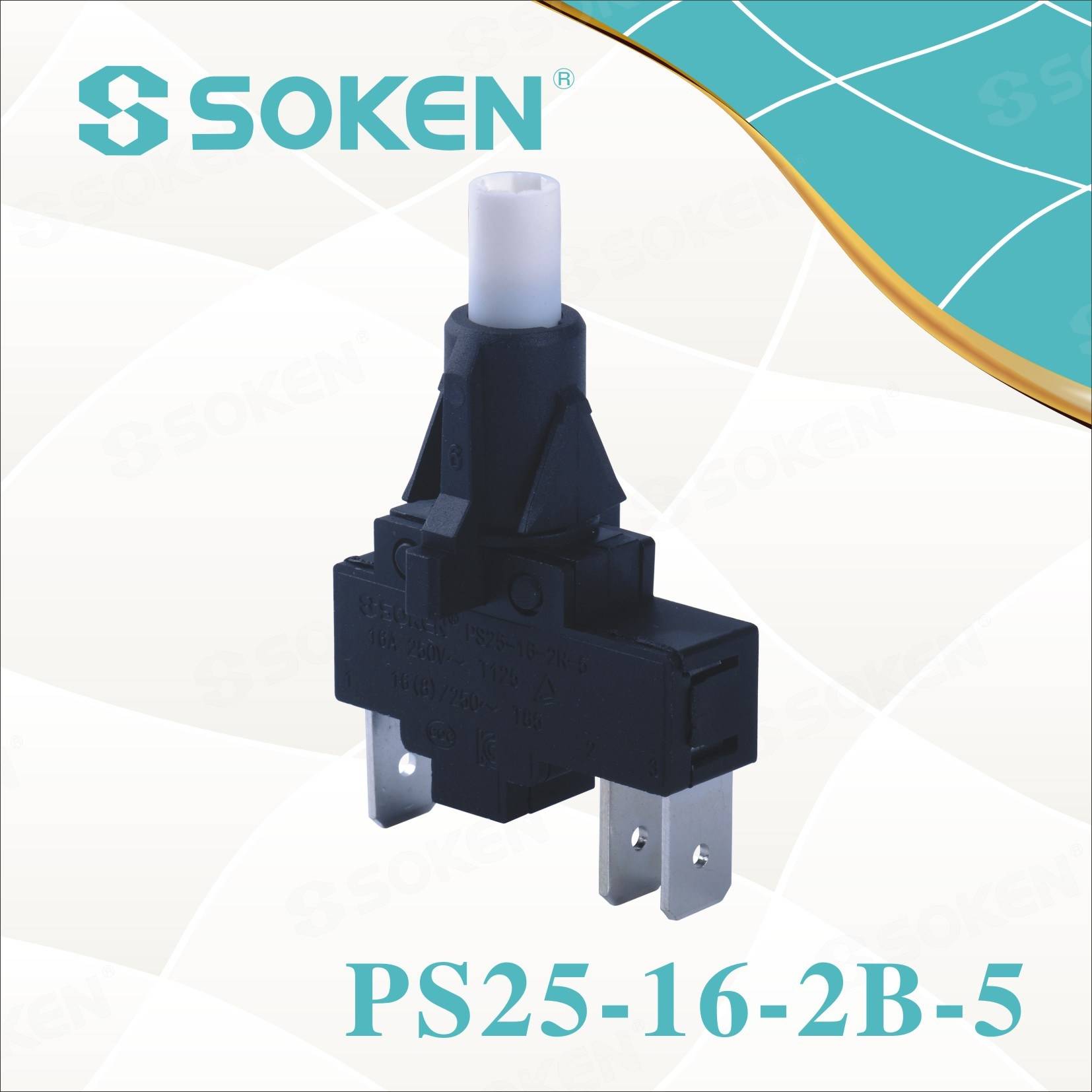 Wholesale OEM On Off Rotary Switch -
 Soken Push Button Switch PS25-16-2b-5 – Master Soken Electrical