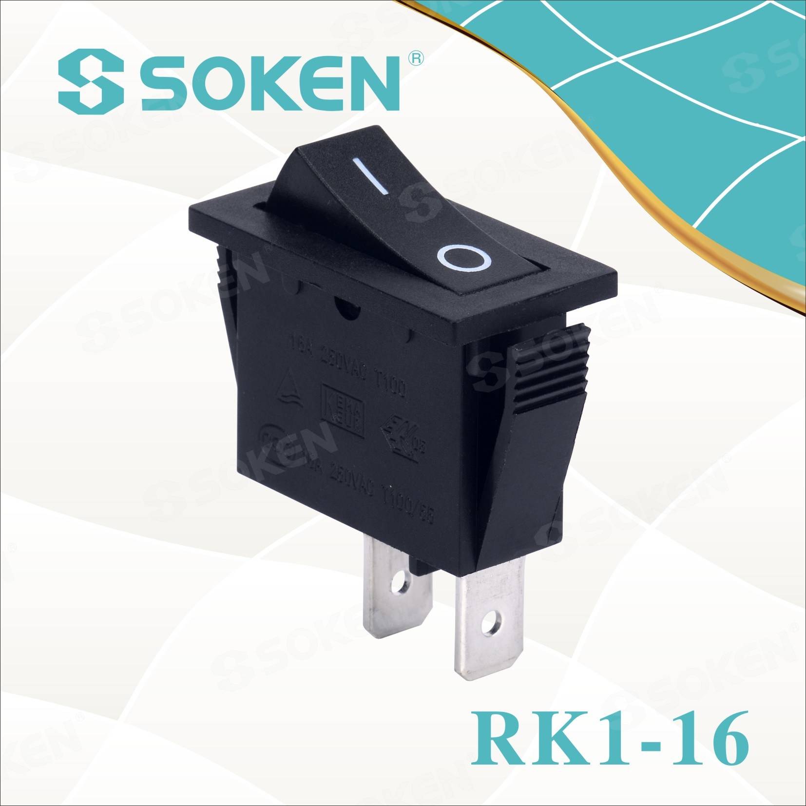 Discount wholesale Open Type Knife Switch -
 Soken Rk1-16 1X1 B/R on off Rocker Switch – Master Soken Electrical
