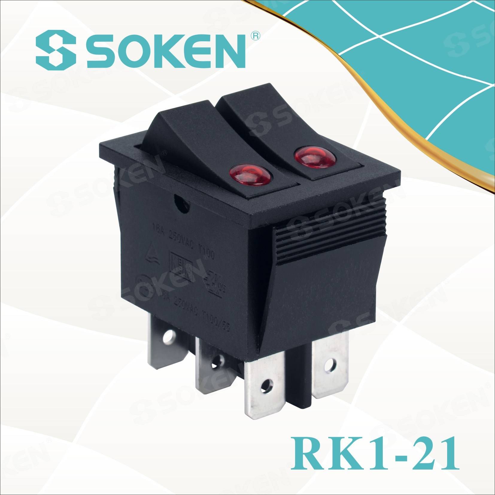 I-Soken Rk1-21 Lens ivaliwe I-Illuminated Double Rocker Switch